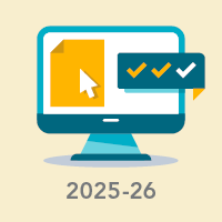 icon of computer screen with the text 2025-2026 below